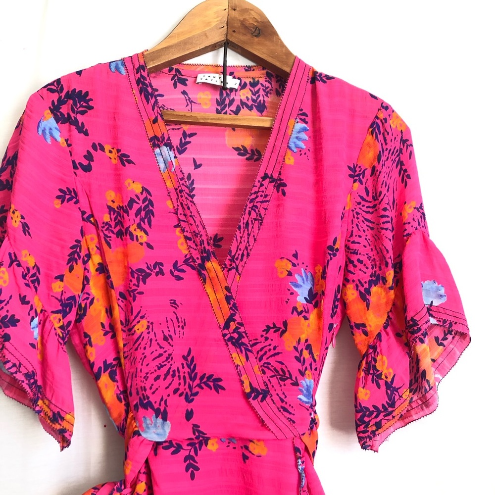 {Tanya Taylor} Kayla Floral Dress in Bright Pink - Picture 6 of 14